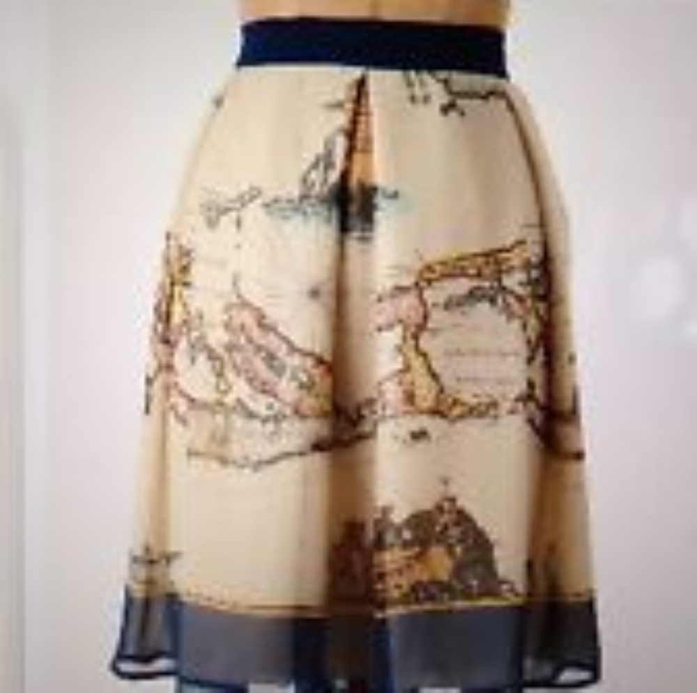 Anna Sui for Anthropologie Map Skirt